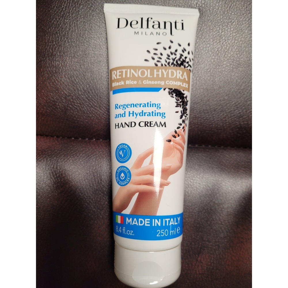 Delfanti Milano Retinol  Regenerate/Hydrate Vegan Hand Cream RiceGinseng 8.4 oz‎